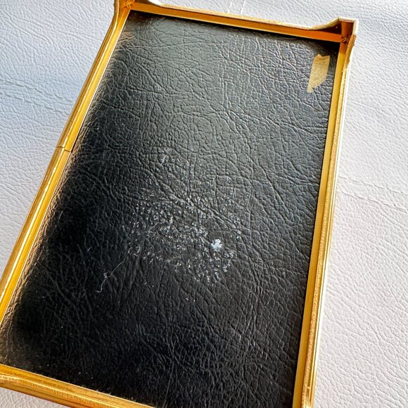 Vintage Red Faux Leather Jewelry Box Gold Tone Metal Trim Red Lining Mirror - Picture 7 of 7